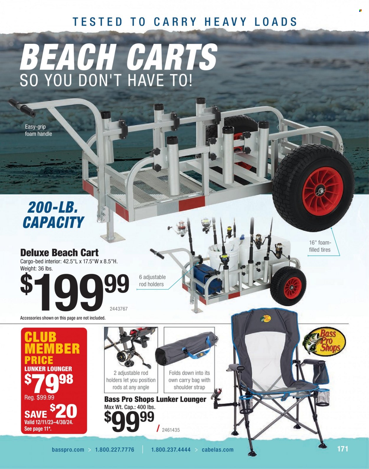 thumbnail - Bass Pro Shops Flyer - Sales products - carry bag, Bass Pro, cart, strap. Page 171.