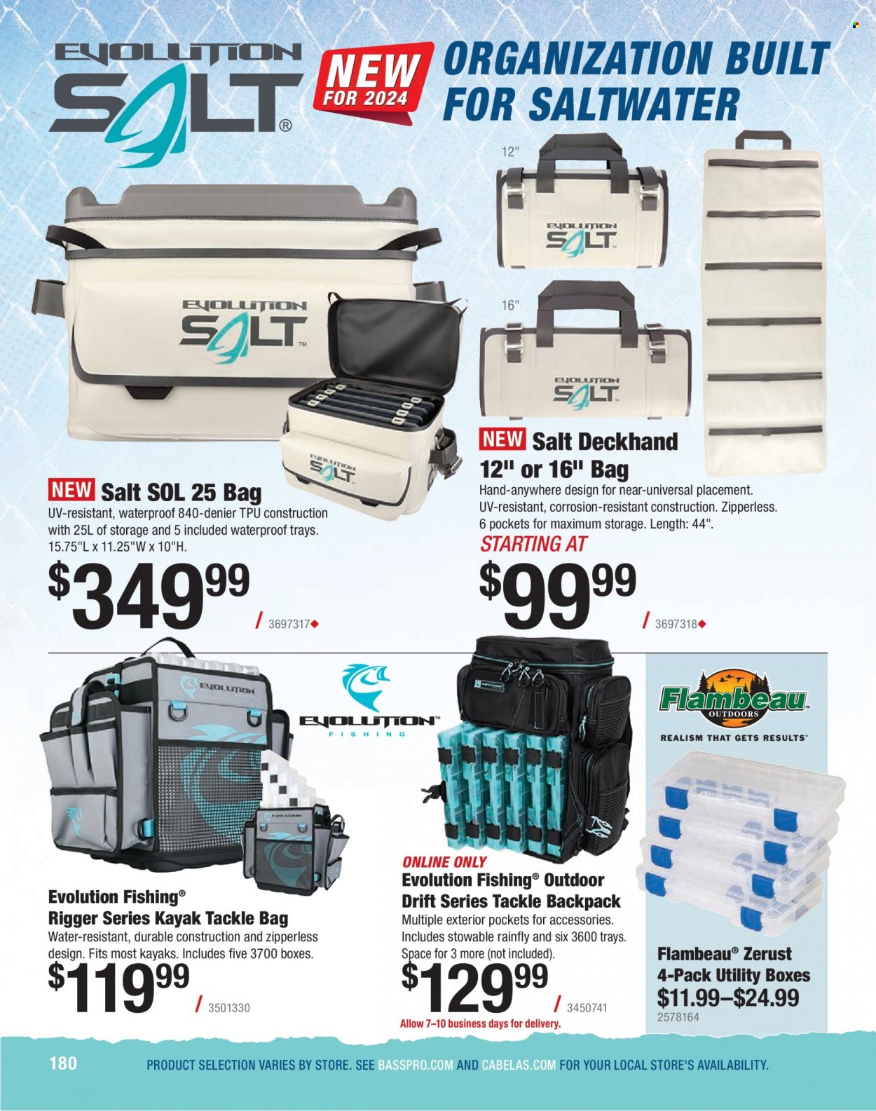 Bass Pro Shops Flyer - Sales products - kayak, tackle bag, tackle backpack. Page 180.