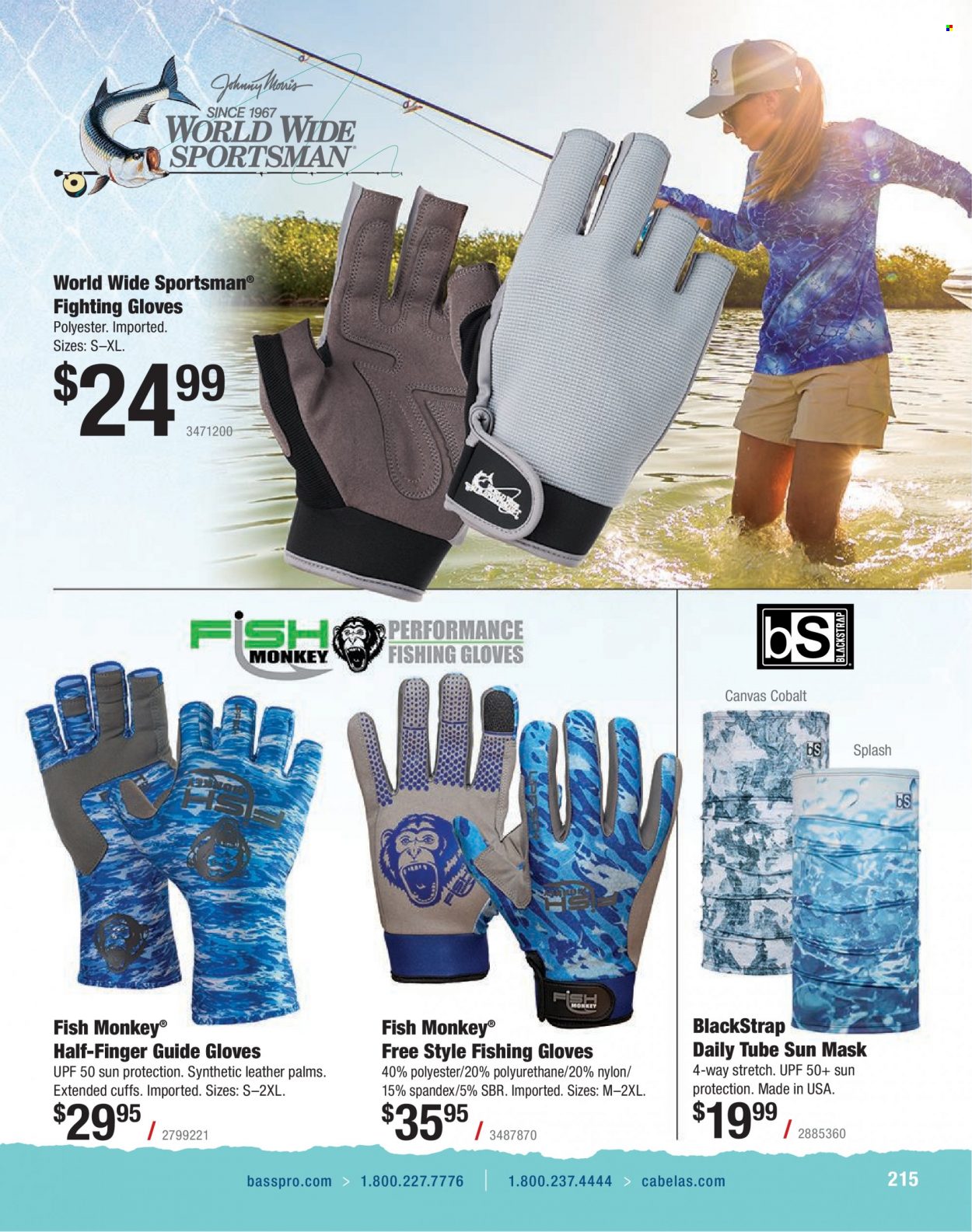 Bass Pro Shops Flyer - Sales products - gloves, palm. Page 215.