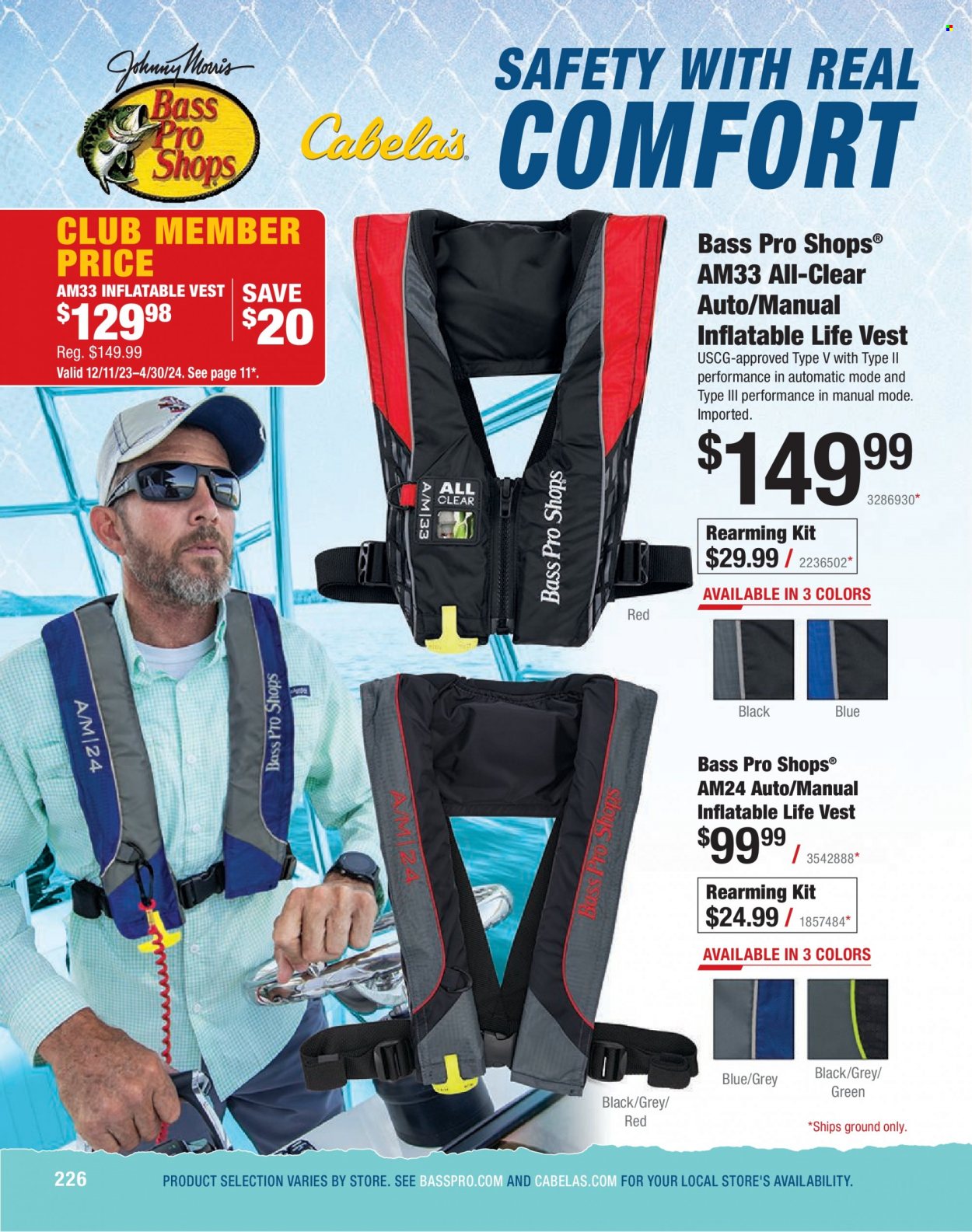 Bass Pro Shops Flyer - Sales products - vest, life jacket, Bass Pro. Page 226.