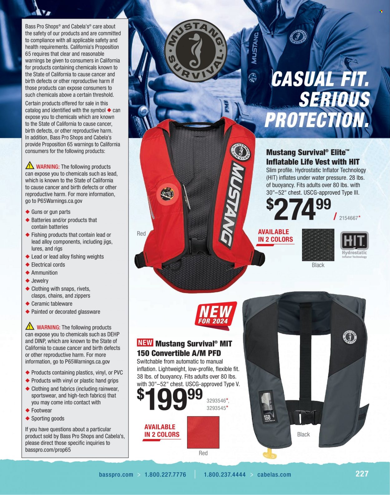 Bass Pro Shops Flyer - Sales products - vest, inflator, life jacket, Bass Pro. Page 227.