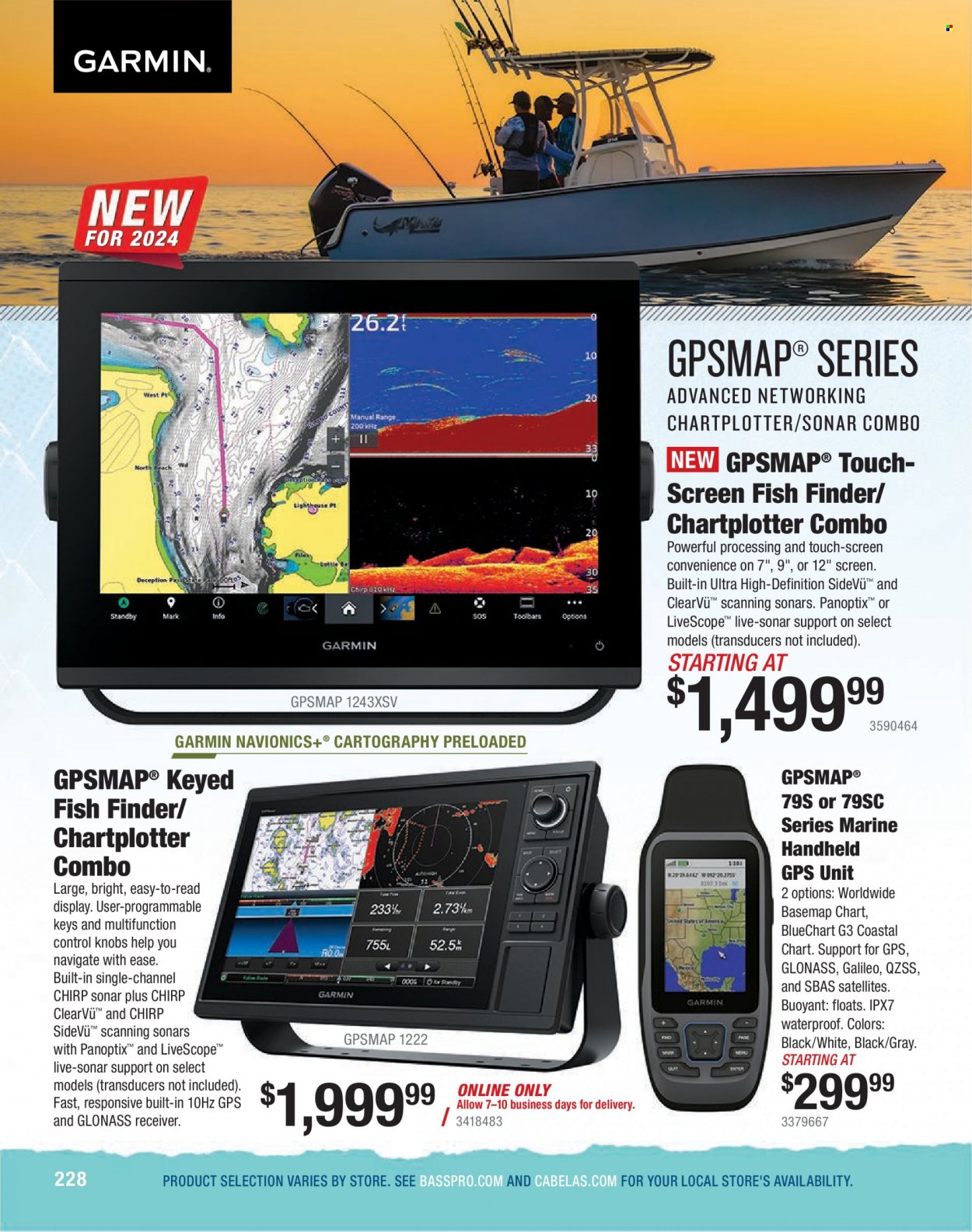 thumbnail - Bass Pro Shops Flyer - Sales products - Garmin, fish finder, sonar. Page 228.