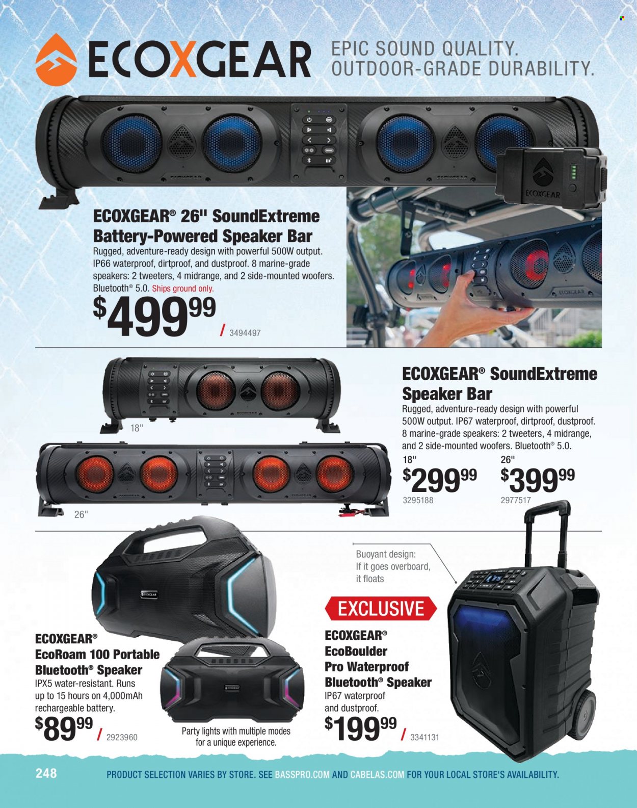 thumbnail - Bass Pro Shops Flyer - Sales products - bars, speaker. Page 248.