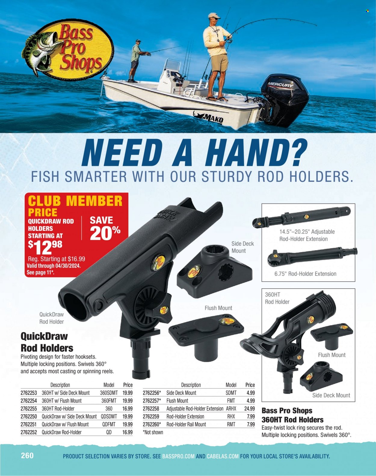 Bass Pro Shops Flyer - Sales products - Bass Pro, rod holder. Page 260.