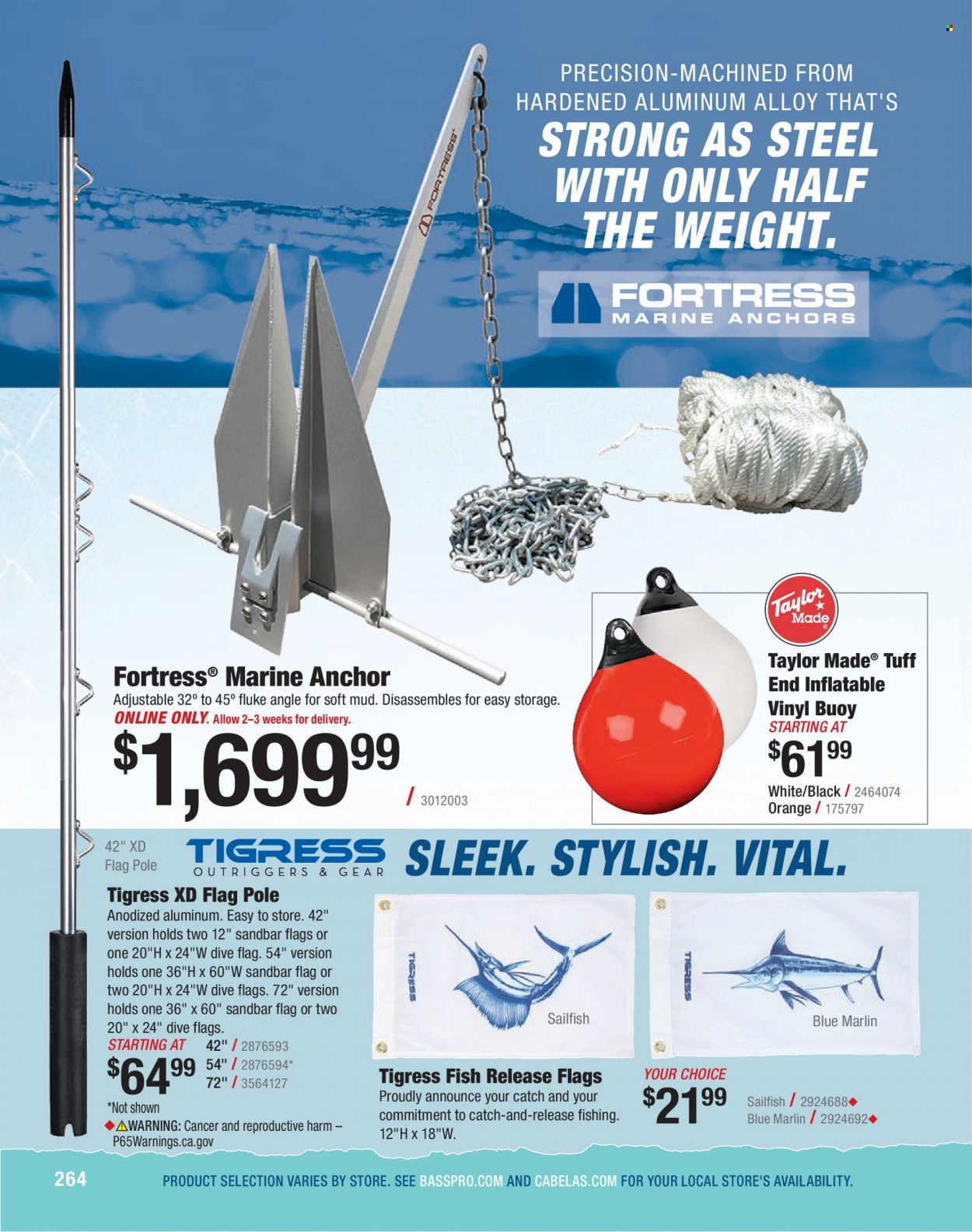 Bass Pro Shops Flyer - Sales products - Anchor. Page 264.