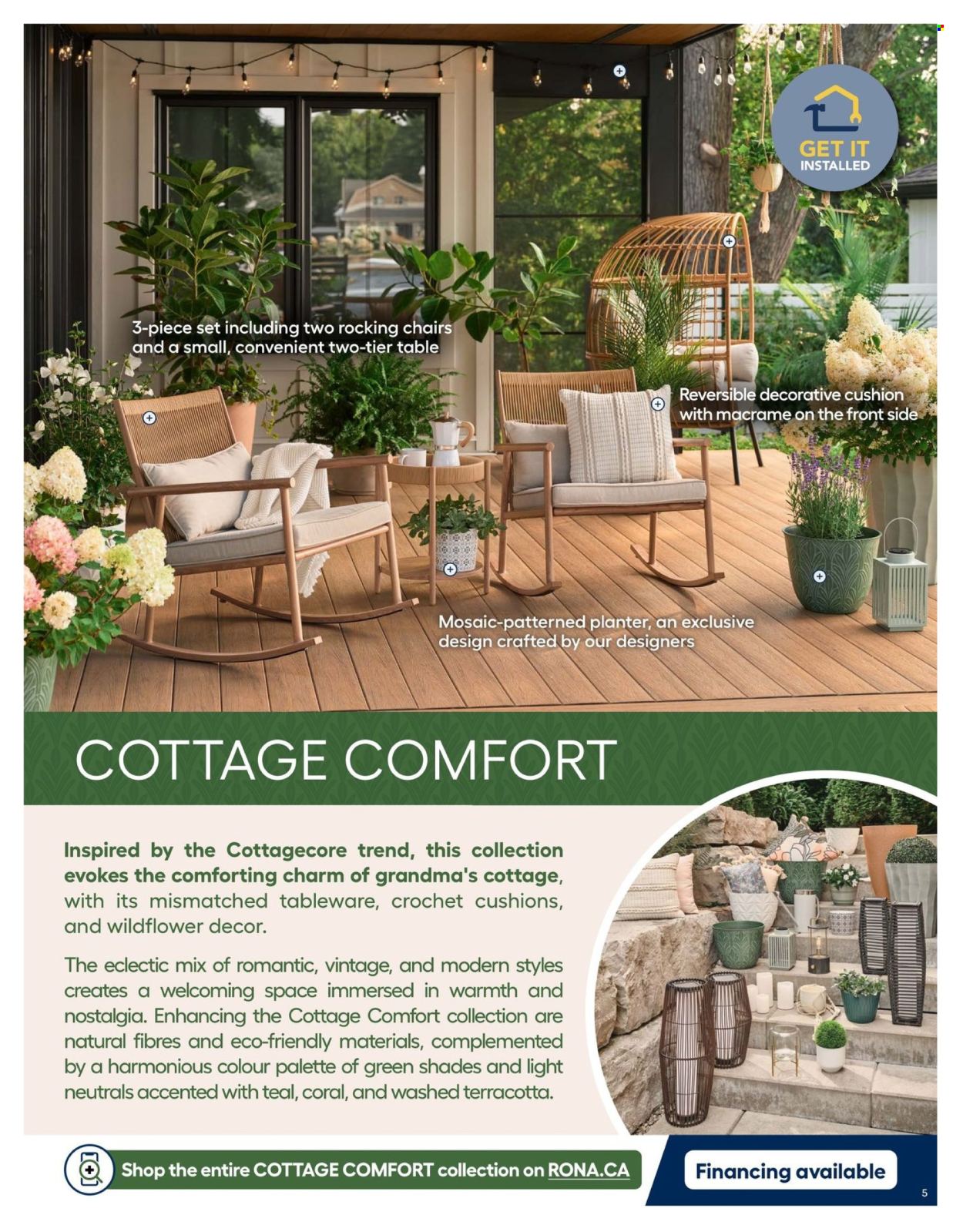 thumbnail - RONA Flyer - January 19, 2024 - June 30, 2024 - Sales products - tableware, cushion, table, chair, plant pot. Page 5.