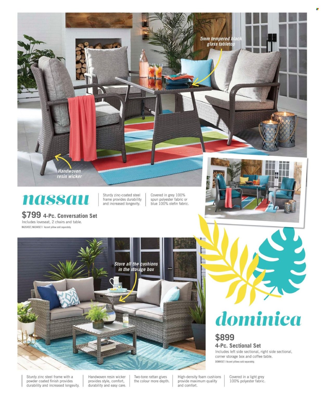 thumbnail - The Brick Flyer - March 01, 2024 - July 31, 2024 - Sales products - cushion, pillow, table, chair, loveseat, coffee table. Page 4.
