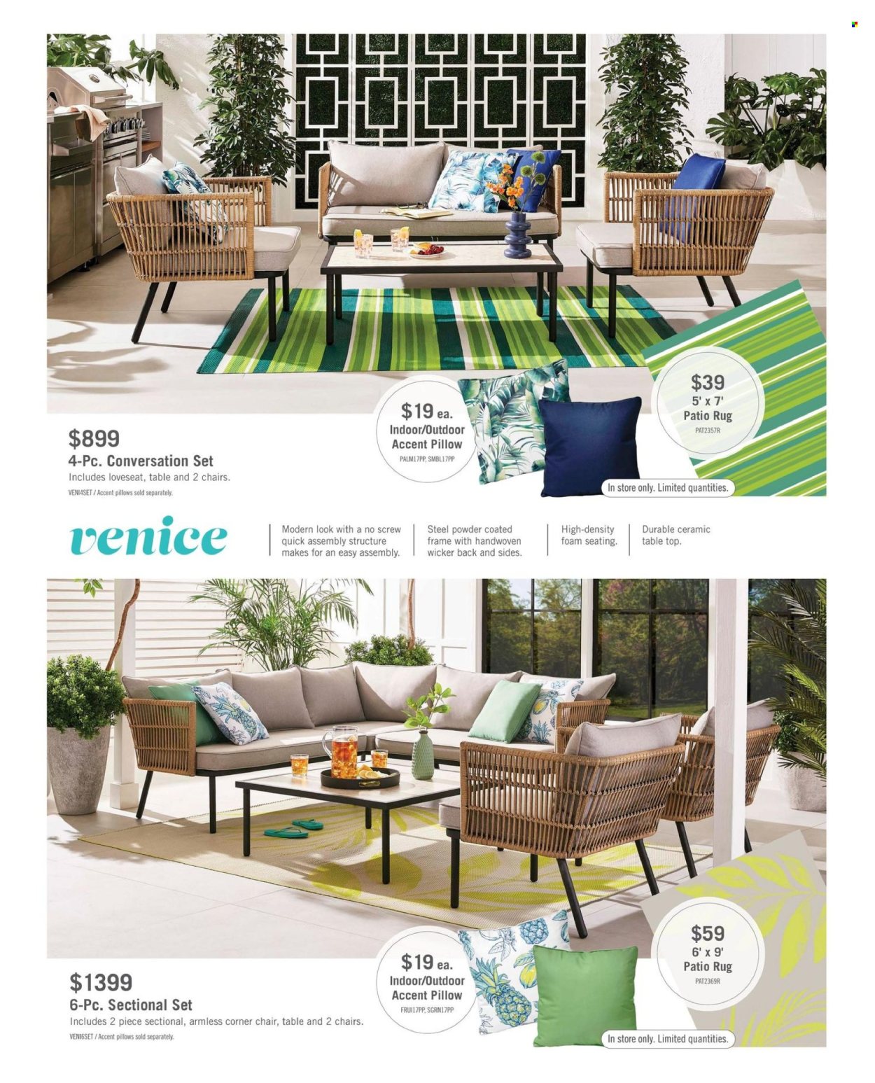 thumbnail - The Brick Flyer - March 01, 2024 - July 31, 2024 - Sales products - pillow, chair, 2-piece sectional, corner chair, loveseat, rug. Page 6.