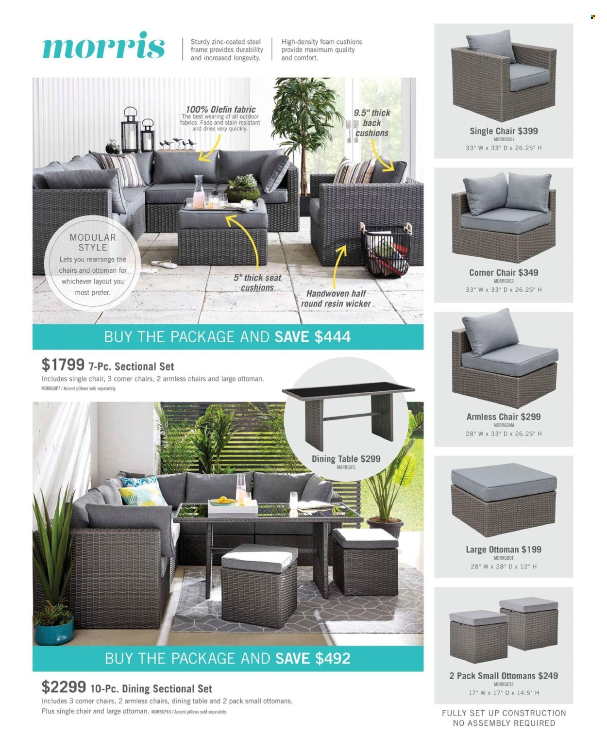 thumbnail - The Brick Flyer - March 01, 2024 - July 31, 2024 - Sales products - cushion, pillow, dining table, table, chair, corner chair, ottoman. Page 10.