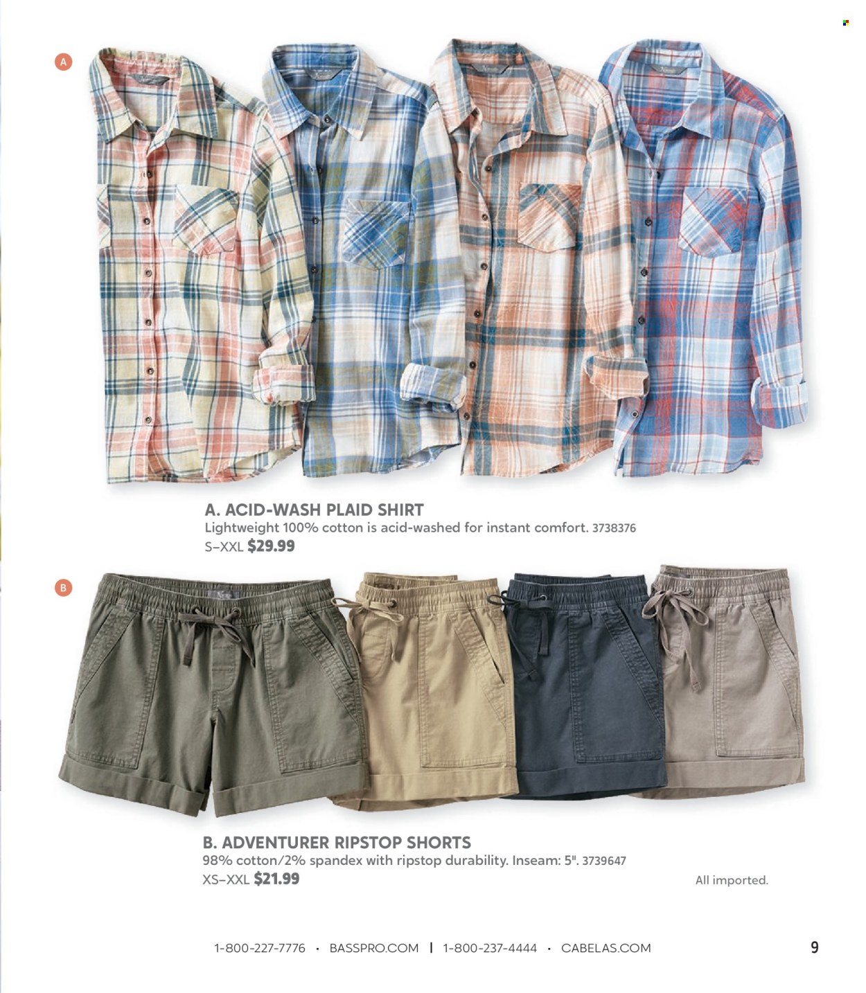 thumbnail - Bass Pro Shops Flyer - Sales products - shorts, shirt. Page 9.