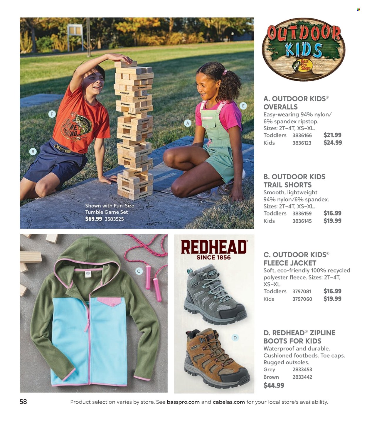 thumbnail - Bass Pro Shops Flyer - Sales products - jacket, shorts, boots, Bass Pro. Page 58.