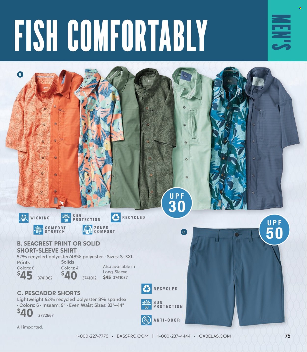 thumbnail - Bass Pro Shops Flyer - Sales products - shorts, shirt. Page 75.