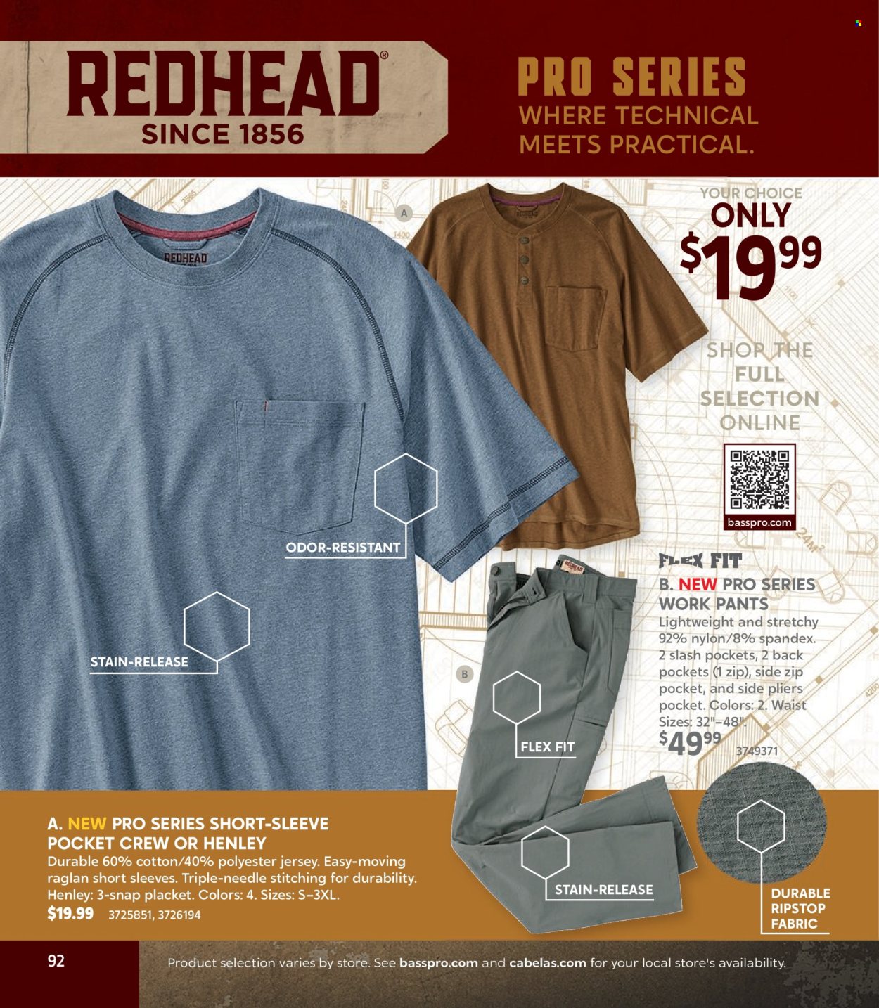 thumbnail - Bass Pro Shops Flyer - Sales products - pants, jersey. Page 92.