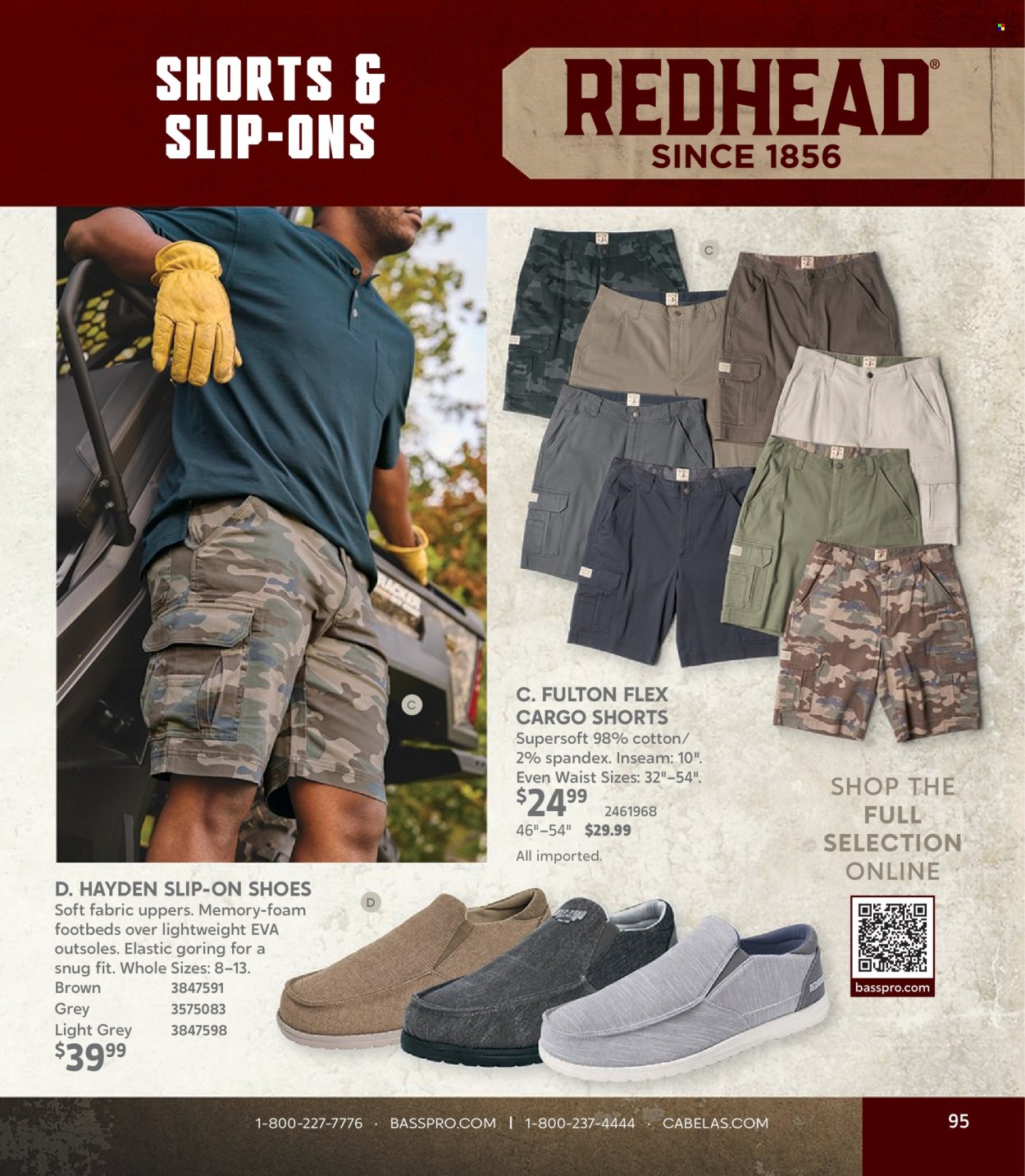 thumbnail - Bass Pro Shops Flyer - Sales products - shorts, Snug, shoes, slip-on shoes. Page 95.