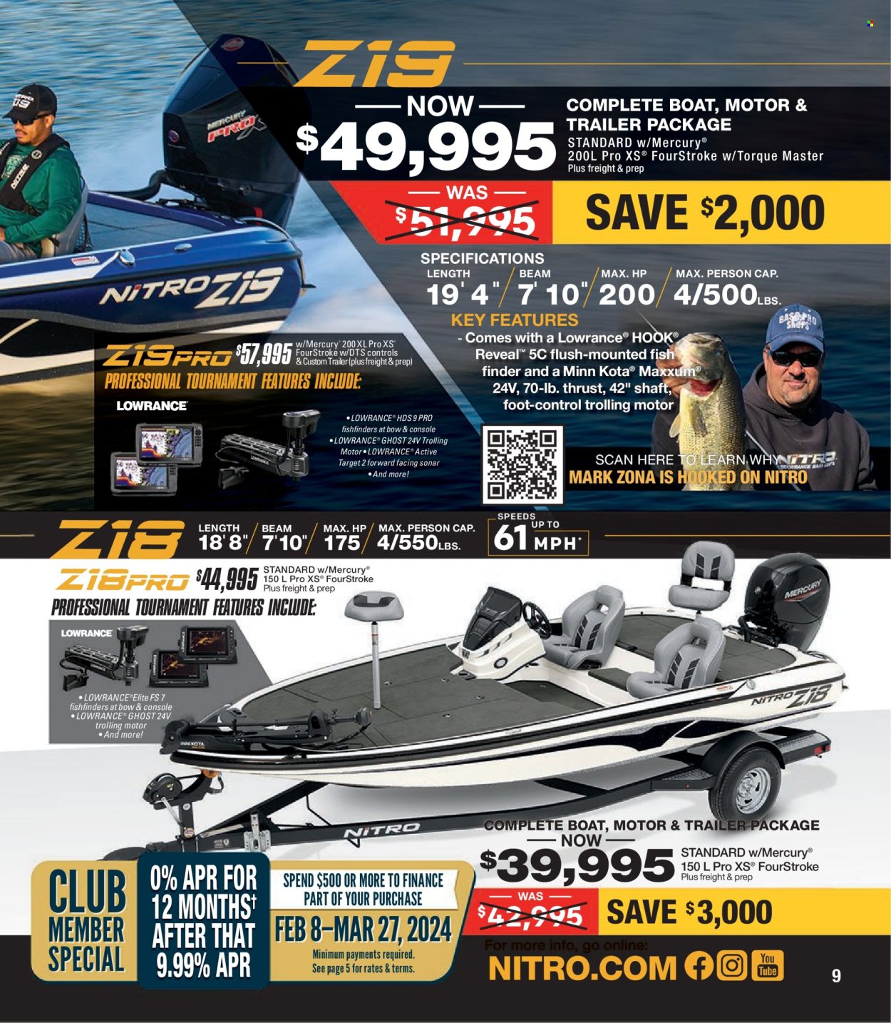thumbnail - Bass Pro Shops Flyer - Sales products - boat, fish finder, Lowrance. Page 9.