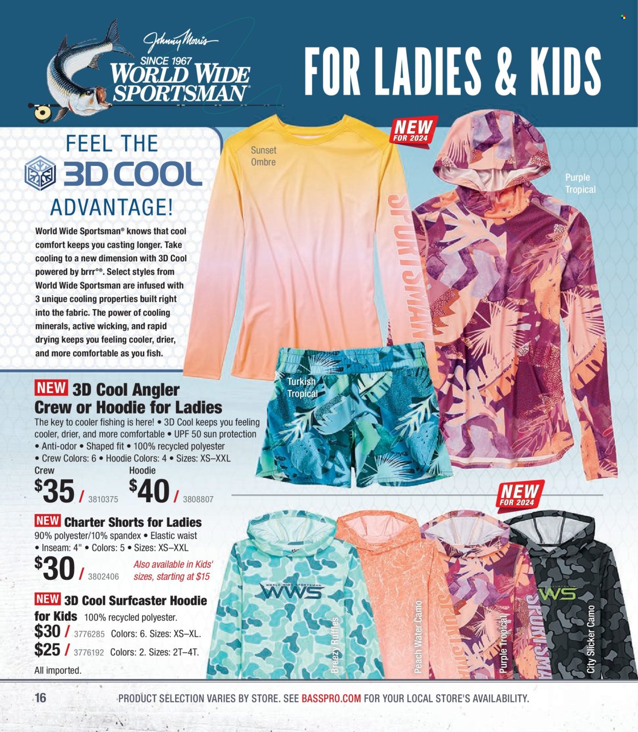 thumbnail - Bass Pro Shops Flyer - Sales products - Ruffles, shorts, hoodie. Page 16.