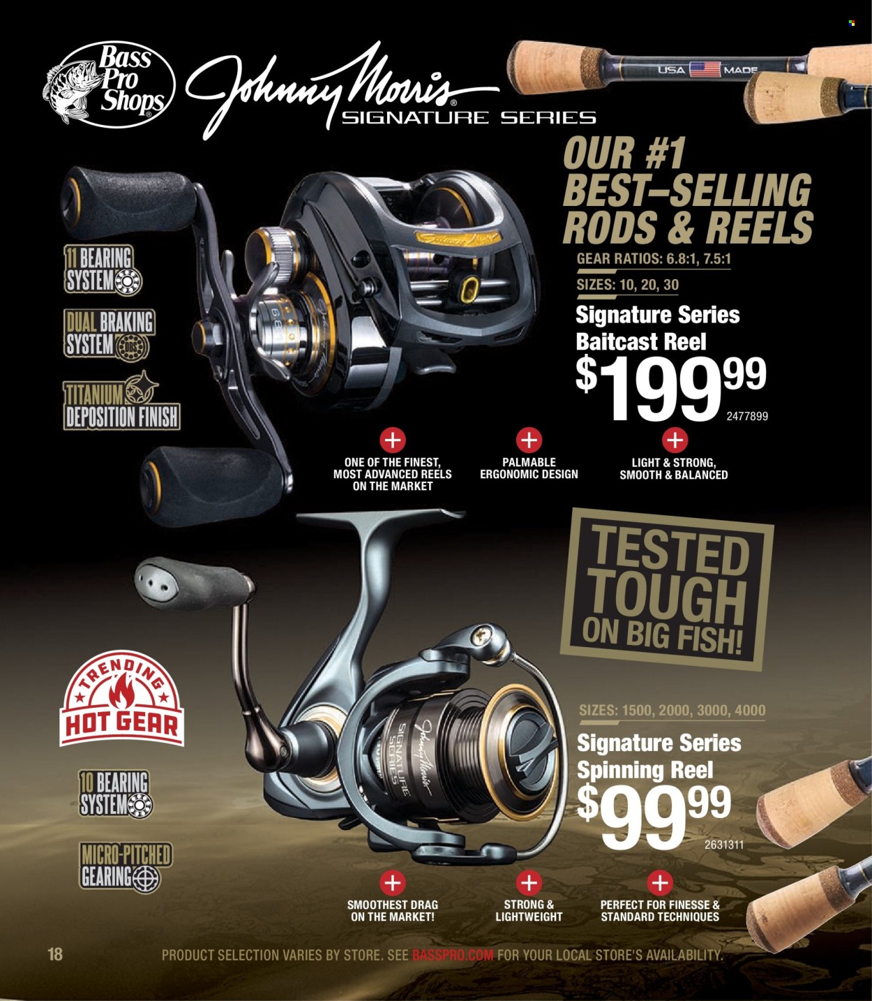 thumbnail - Bass Pro Shops Flyer - Sales products - Bass Pro, baitcast reel, reel, spinning reel. Page 18.