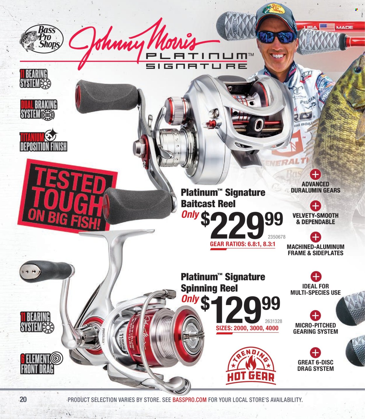 thumbnail - Bass Pro Shops Flyer - Sales products - Bass Pro, baitcast reel, reel, spinning reel. Page 20.