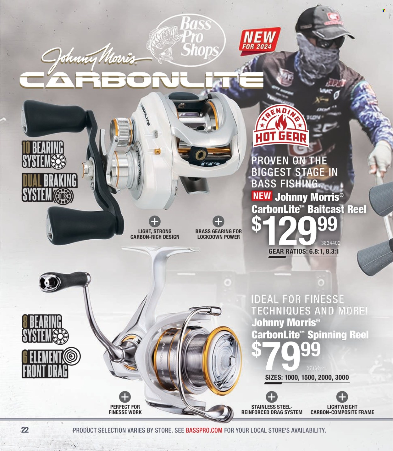 thumbnail - Bass Pro Shops Flyer - Sales products - Bass Pro, baitcast reel, reel, spinning reel. Page 22.