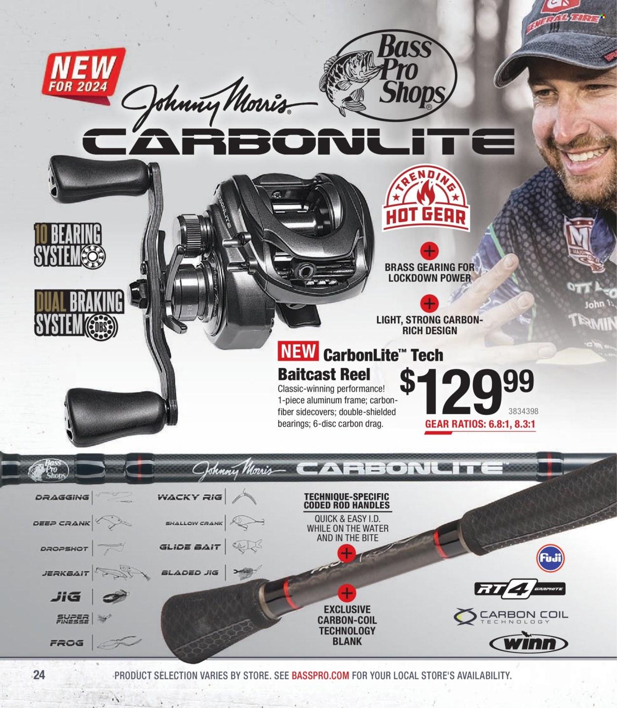 thumbnail - Bass Pro Shops Flyer - Sales products - Bass Pro, baitcast reel, reel, jig. Page 24.