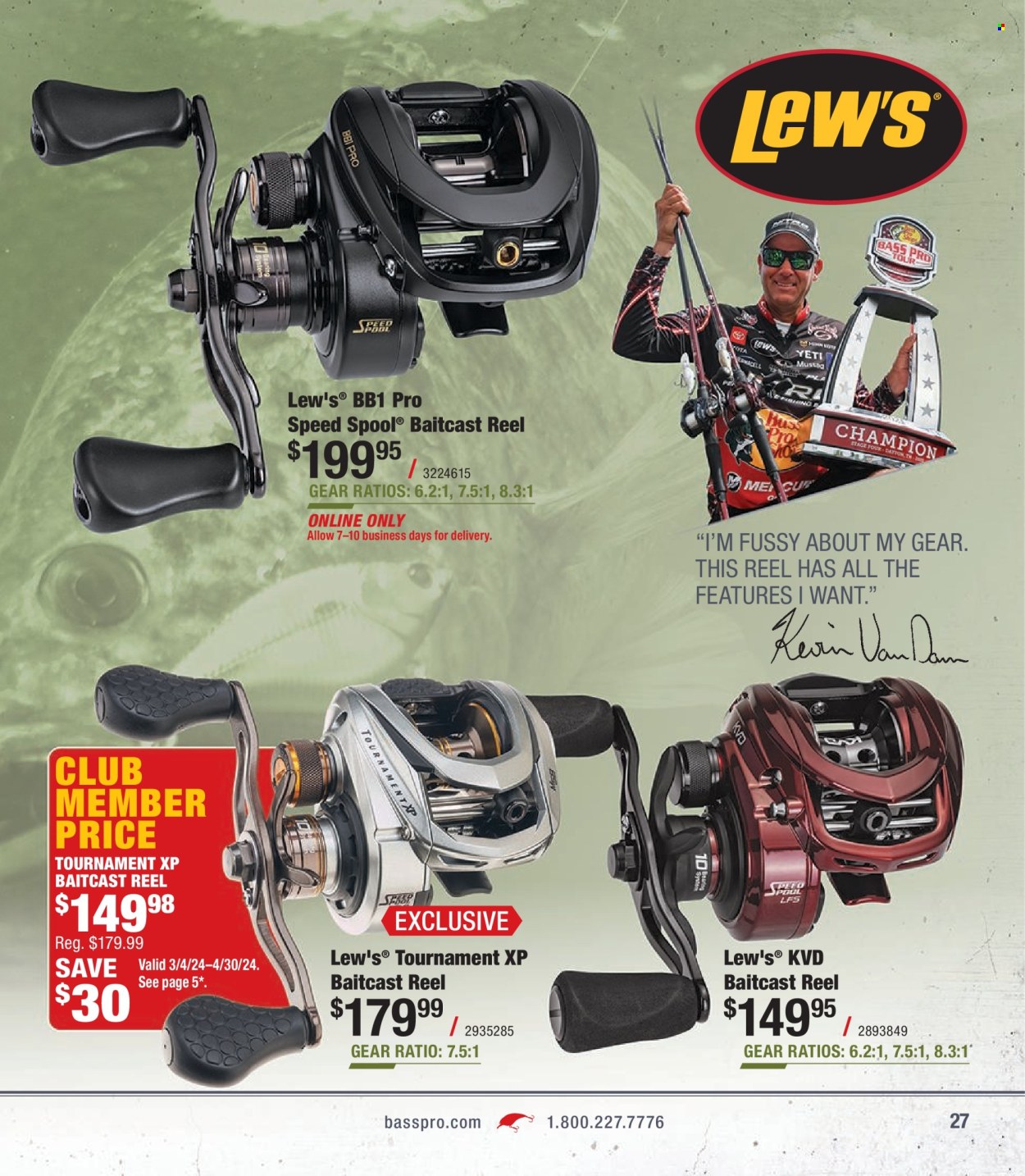 thumbnail - Bass Pro Shops Flyer - Sales products - Bass Pro, baitcast reel, reel. Page 27.
