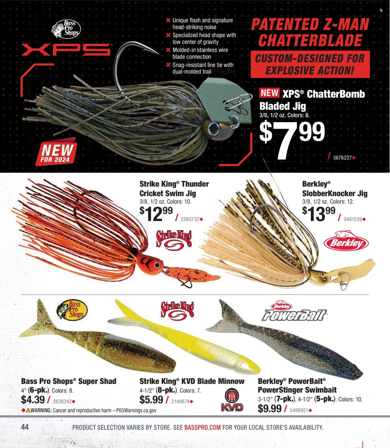 thumbnail - Bass Pro Shops Flyer - Sales products - Bass Pro, jig. Page 44.