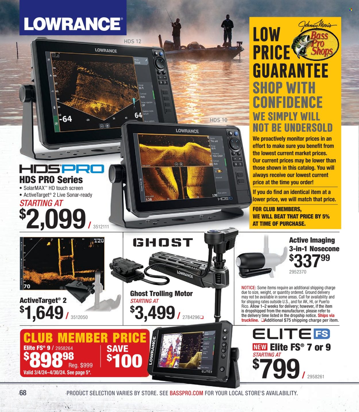thumbnail - Bass Pro Shops Flyer - Sales products - sonar. Page 68.