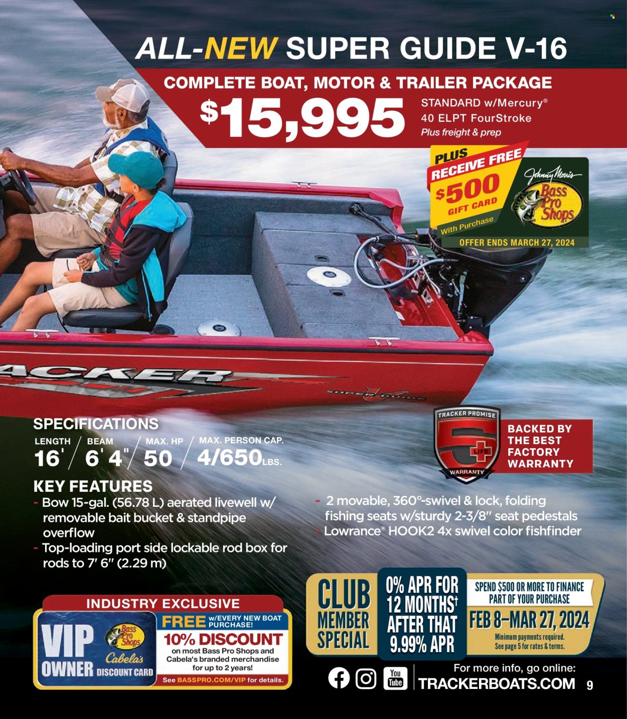 thumbnail - Bass Pro Shops Flyer - Sales products - boat, Bass Pro, fish finder, Lowrance. Page 9.