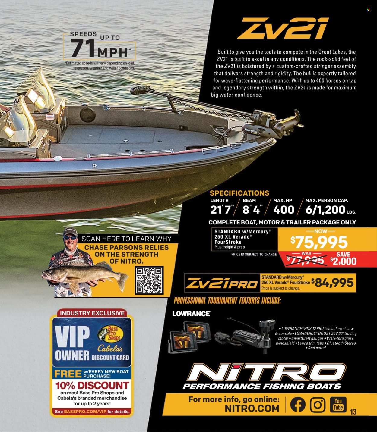 thumbnail - Bass Pro Shops Flyer - Sales products - boat, Bass Pro, Lowrance. Page 13.