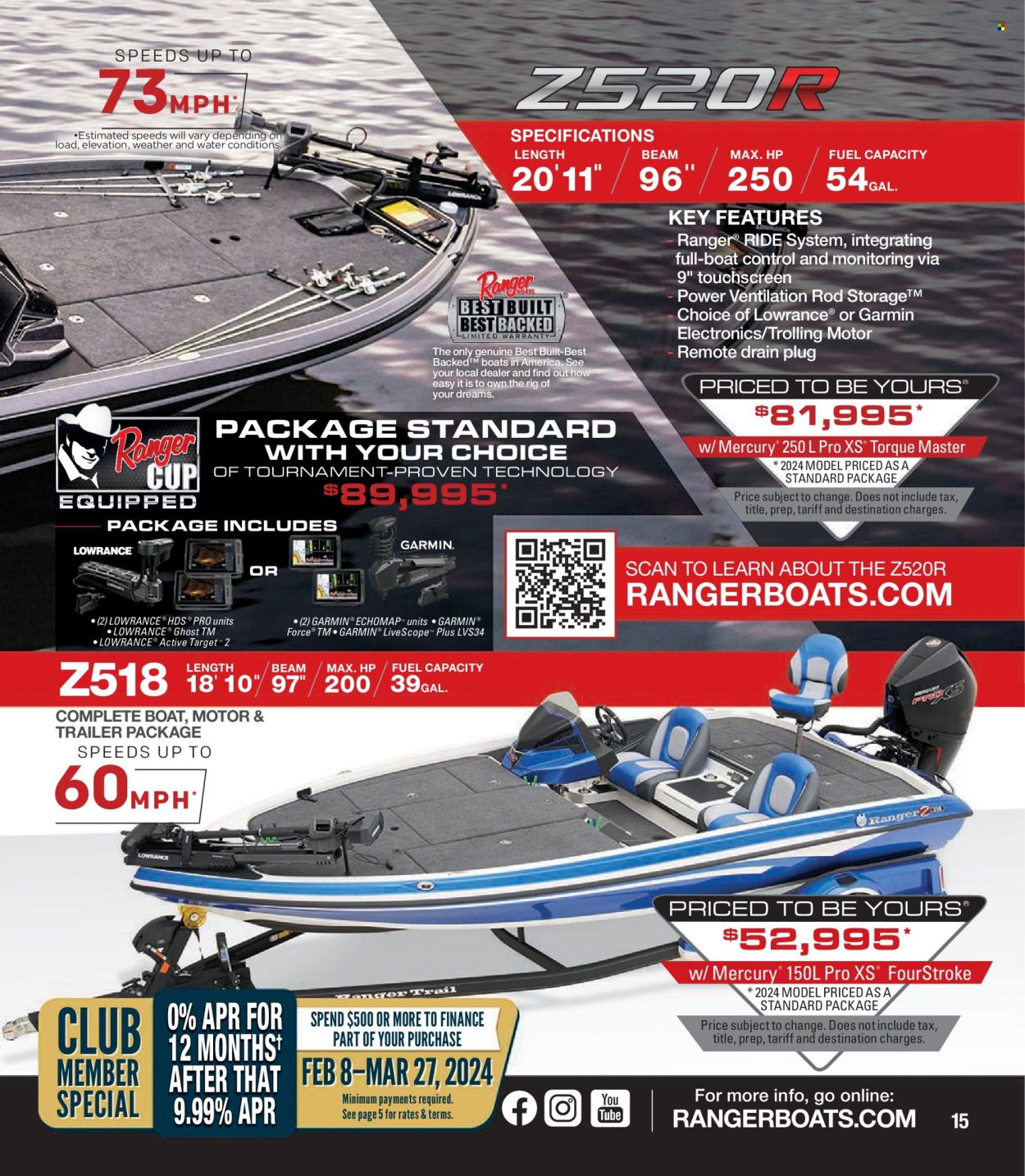 thumbnail - Bass Pro Shops Flyer - Sales products - Garmin, boat, Lowrance. Page 15.