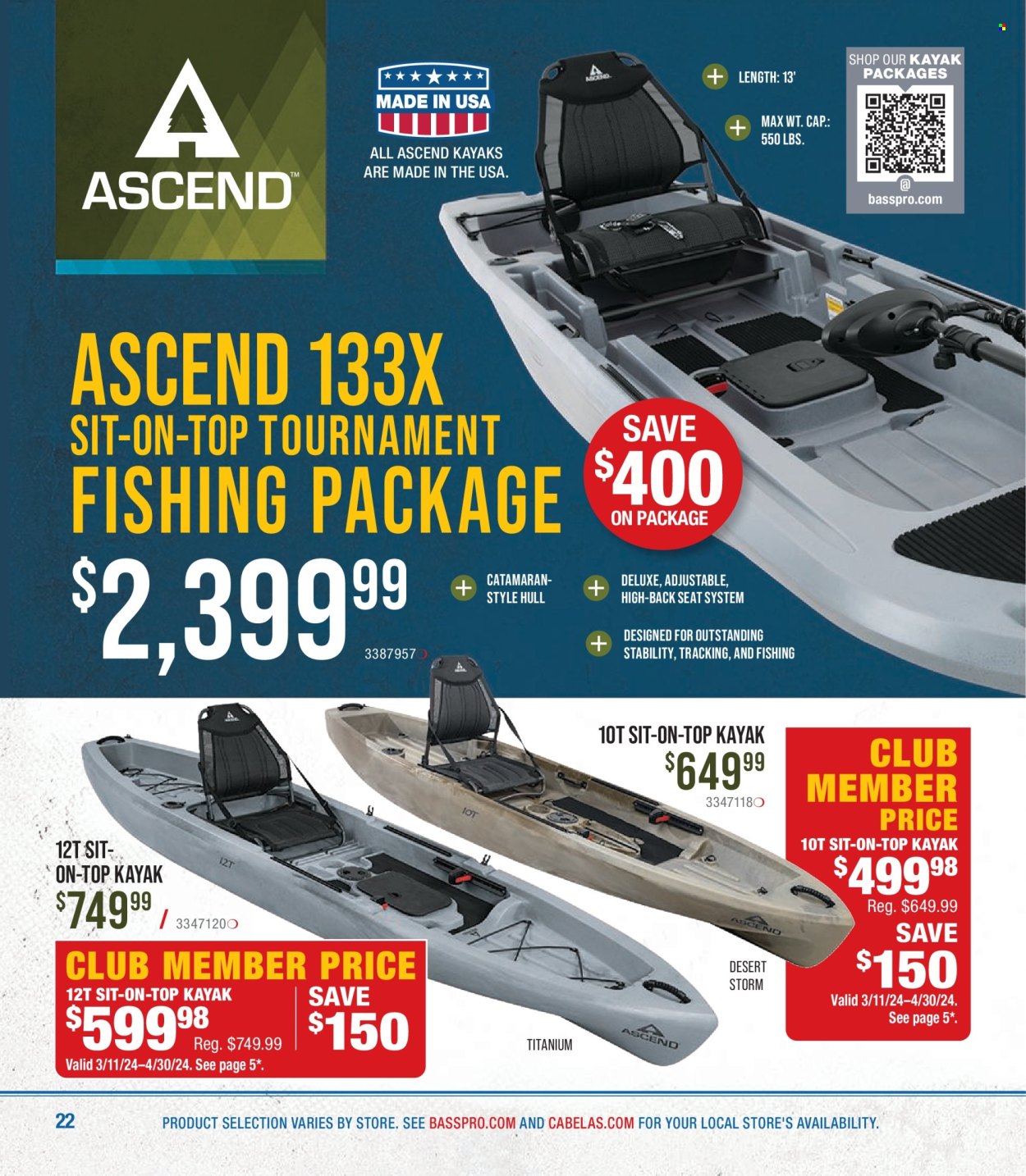 thumbnail - Bass Pro Shops Flyer - Sales products - kayak. Page 22.