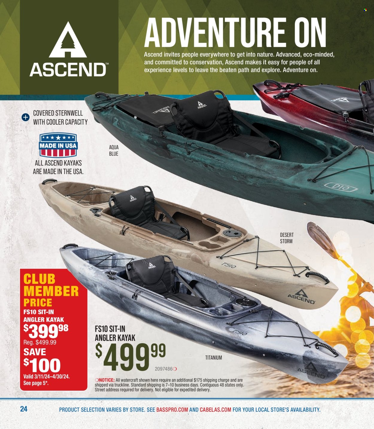 thumbnail - Bass Pro Shops Flyer - Sales products - kayak. Page 24.