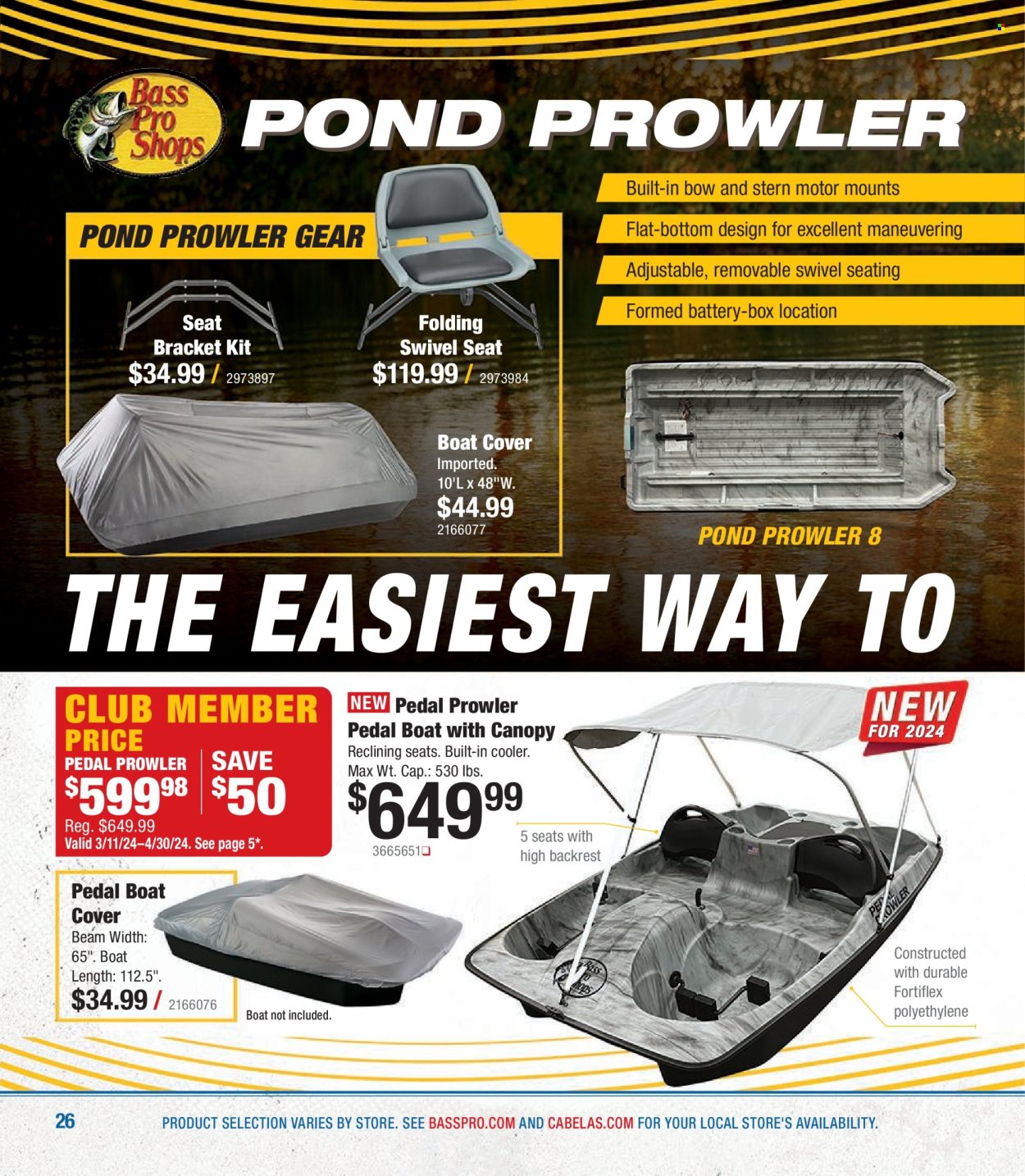 thumbnail - Bass Pro Shops Flyer - Sales products - back pillow, boat cover. Page 26.