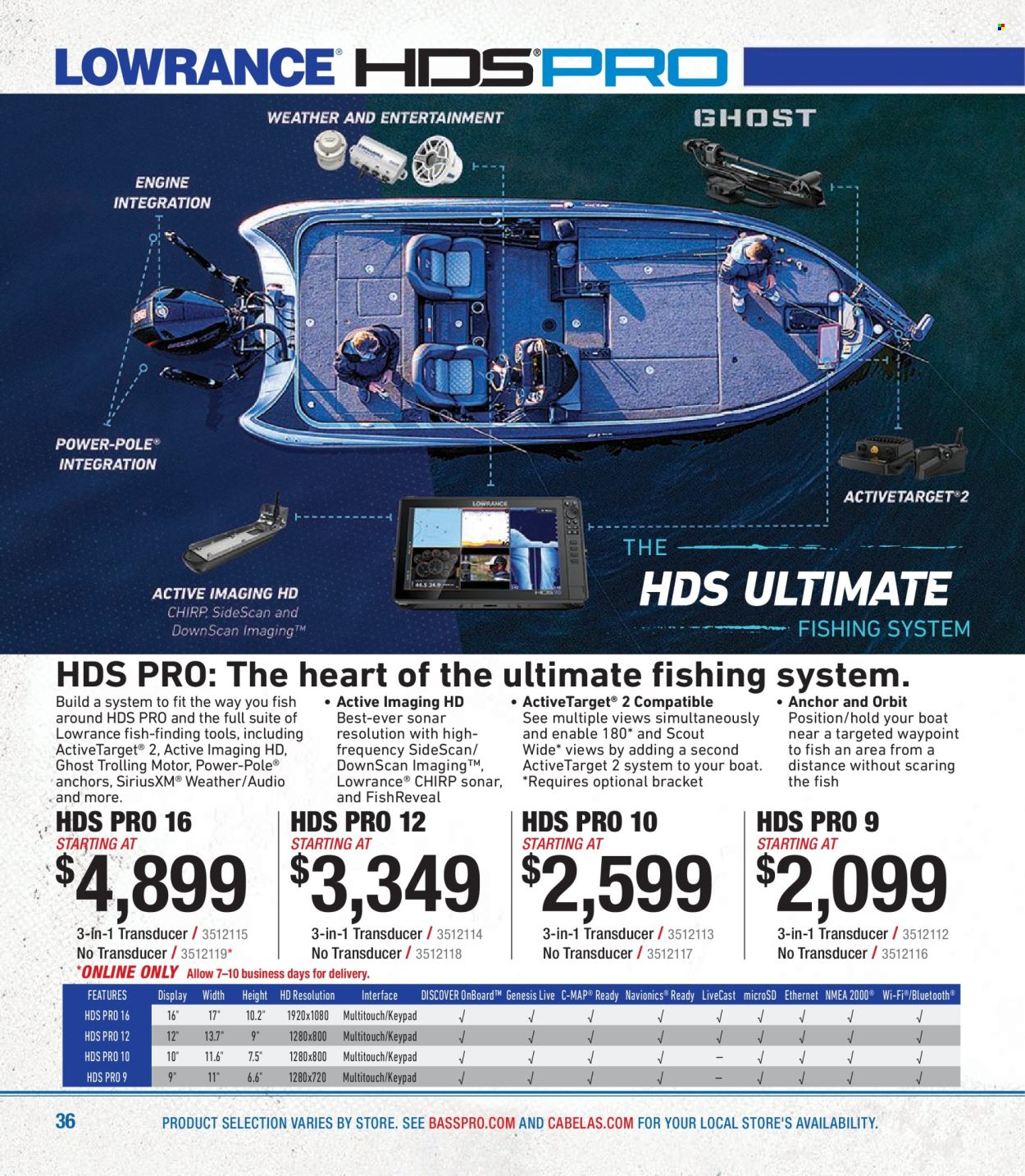 thumbnail - Bass Pro Shops Flyer - Sales products - Orbit, Lowrance. Page 36.