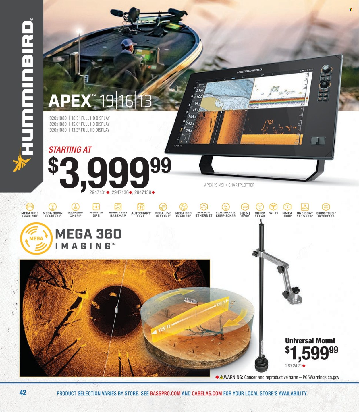 thumbnail - Bass Pro Shops Flyer - Sales products - sonar. Page 42.