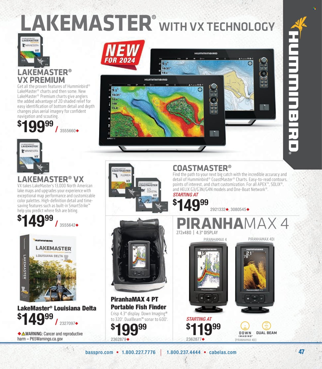 thumbnail - Bass Pro Shops Flyer - Sales products - fish finder. Page 47.