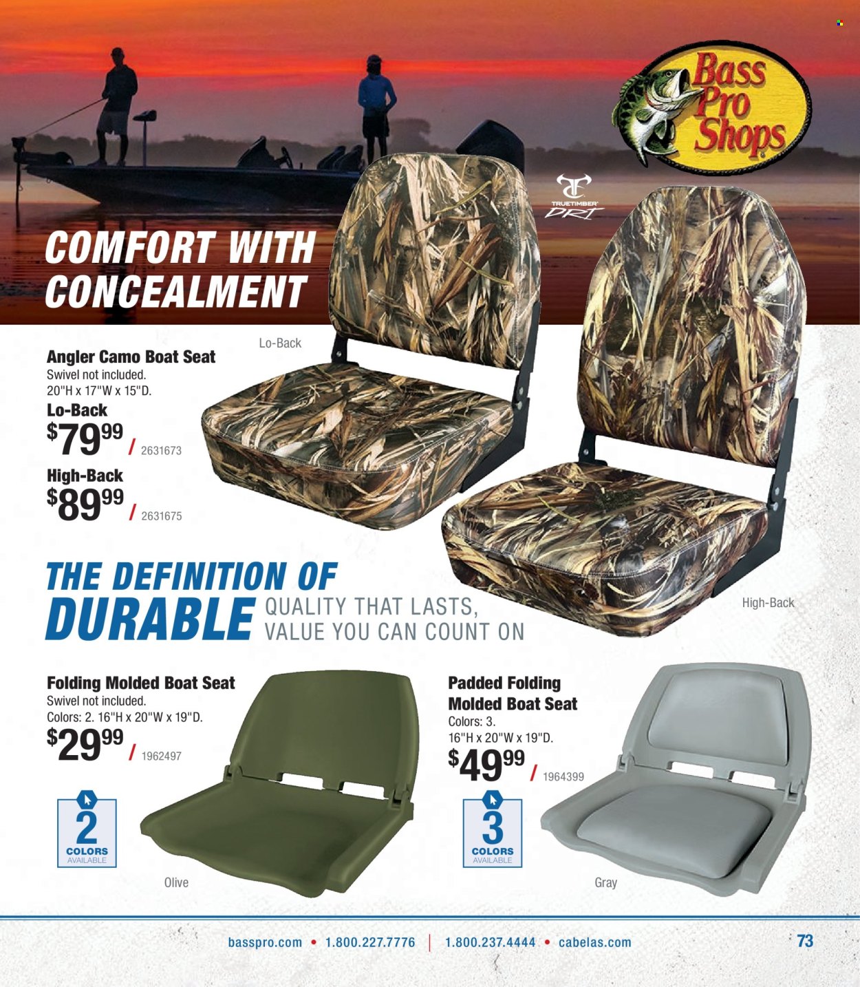 thumbnail - Bass Pro Shops Flyer - Sales products - boat seat, Bass Pro. Page 73.