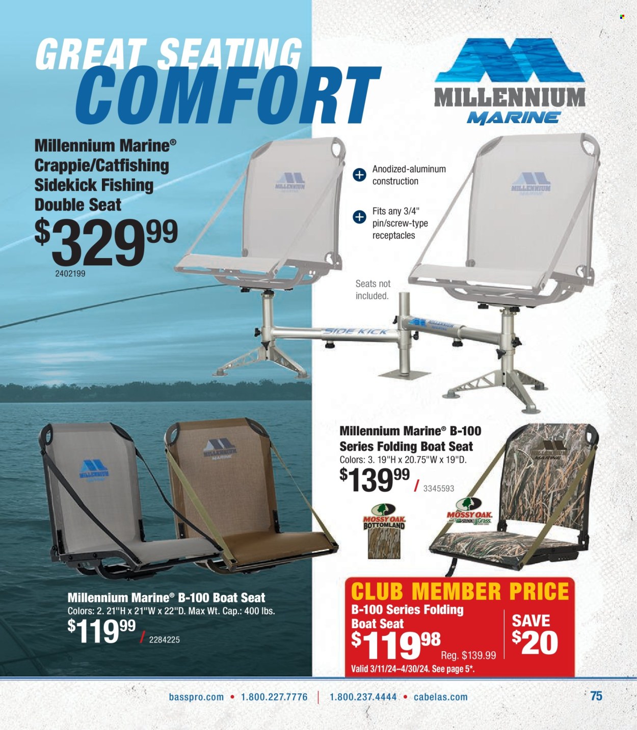 thumbnail - Bass Pro Shops Flyer - Sales products - boat seat. Page 75.
