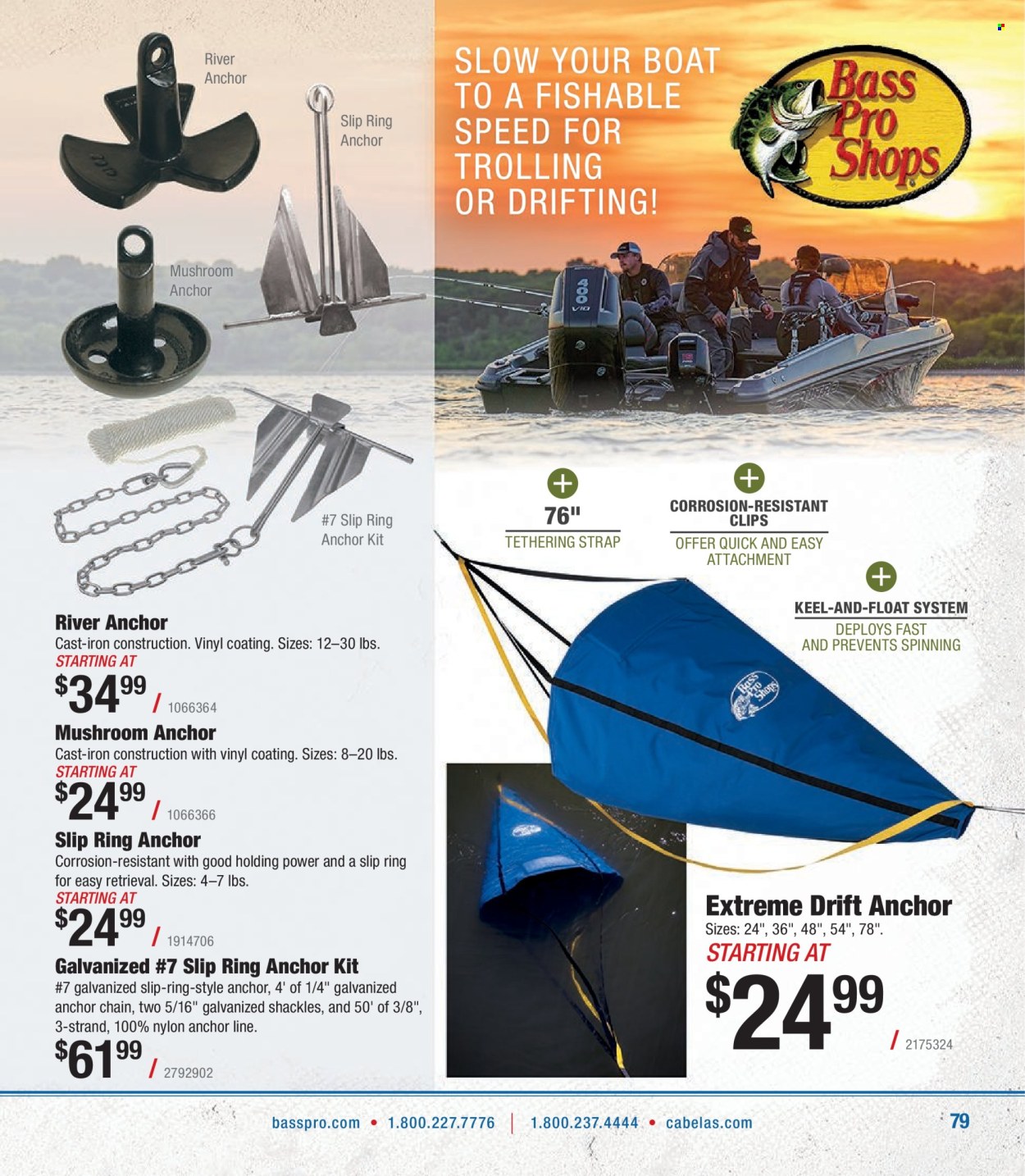thumbnail - Bass Pro Shops Flyer - Sales products - anchor chain, anchor kit, strap. Page 79.