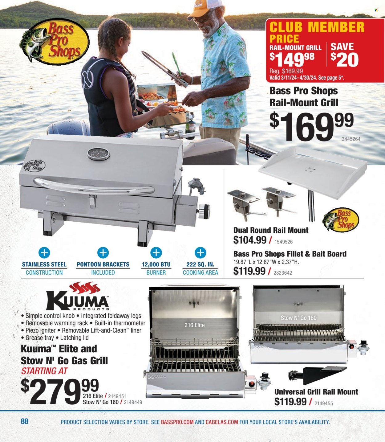 thumbnail - Bass Pro Shops Flyer - Sales products - Bass Pro, gas grill, grill, thermometer. Page 88.