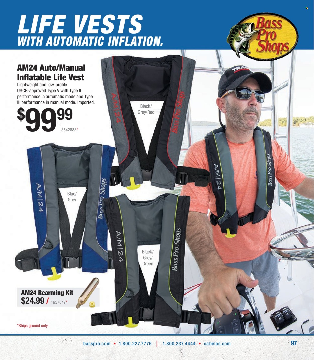 thumbnail - Bass Pro Shops Flyer - Sales products - vest, life jacket, Bass Pro. Page 97.