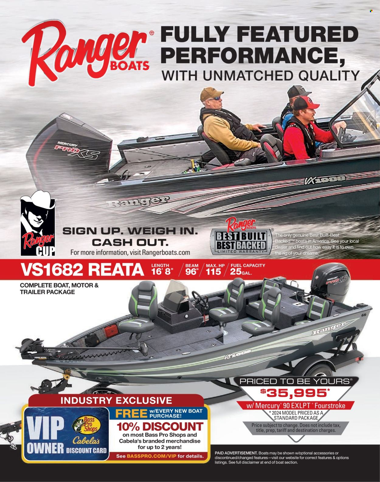 thumbnail - Bass Pro Shops Flyer - Sales products - boat, Bass Pro. Page 34.