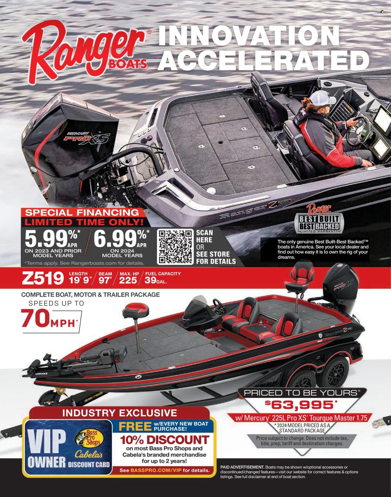 thumbnail - Bass Pro Shops Flyer - Sales products - boat, Bass Pro. Page 38.