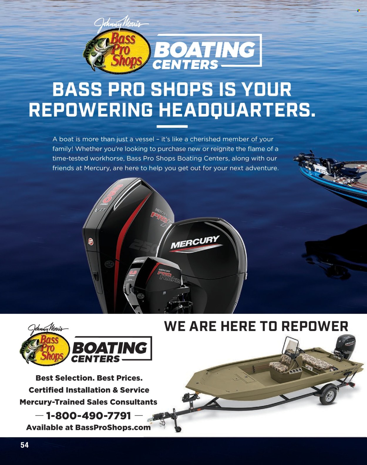 thumbnail - Bass Pro Shops Flyer - Sales products - boat, Bass Pro. Page 54.
