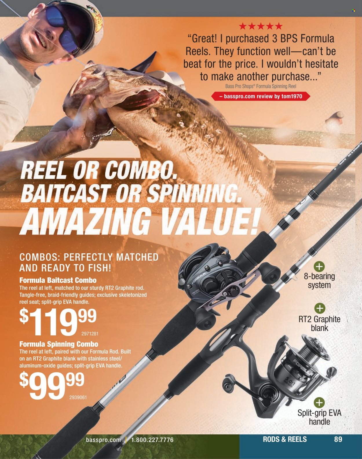 thumbnail - Bass Pro Shops Flyer - Sales products - Bass Pro, baitcast combo, reel, spinning reel. Page 89.