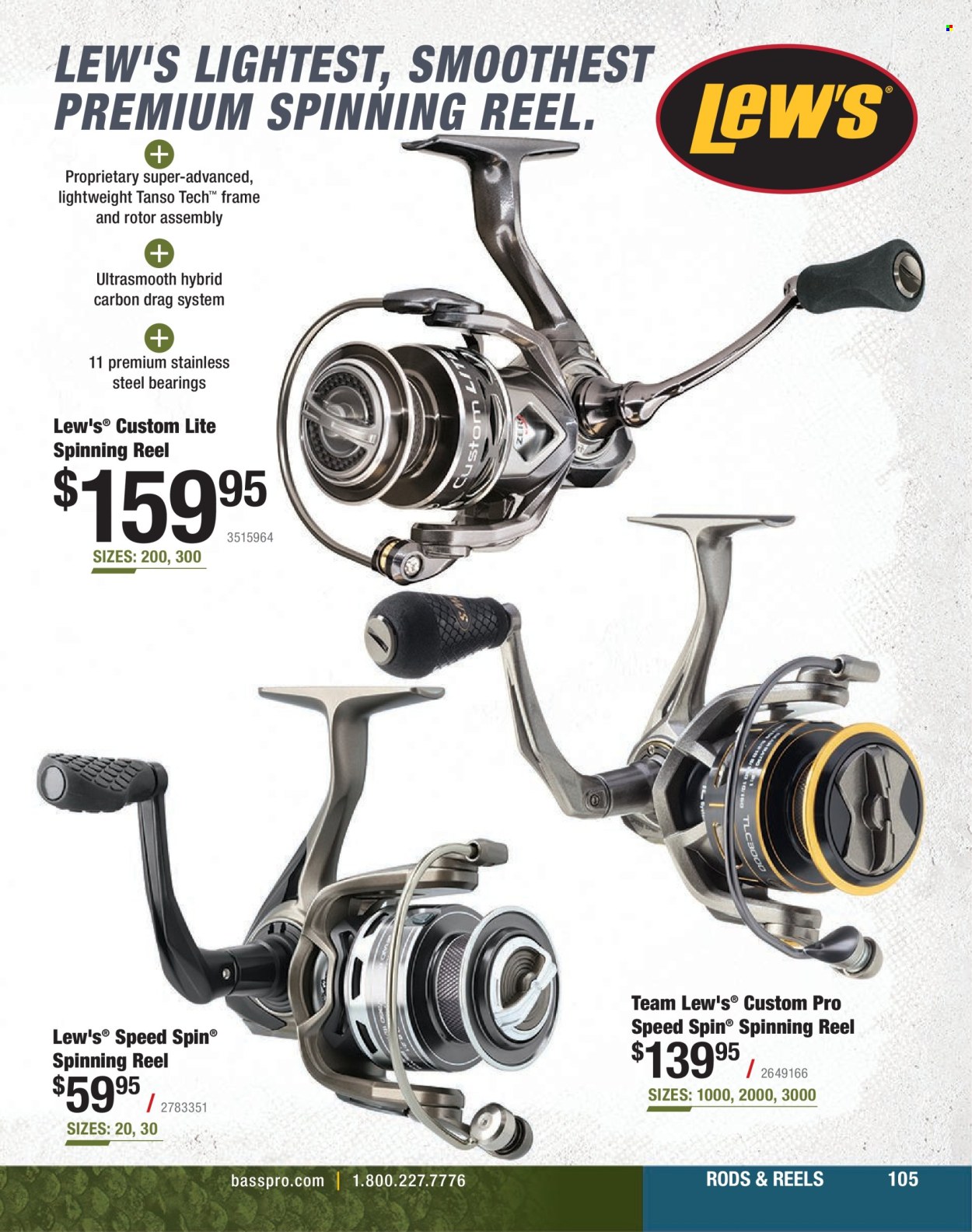 thumbnail - Bass Pro Shops Flyer - Sales products - reel, spinning reel. Page 105.