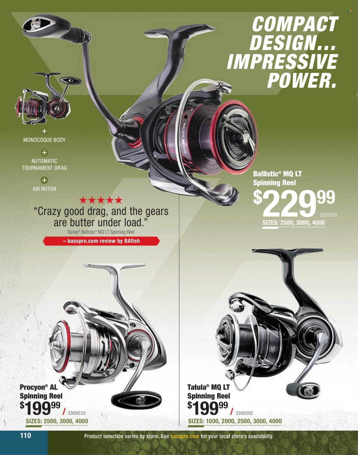 thumbnail - Bass Pro Shops Flyer - Sales products - reel, spinning reel, fishing rod, DAIWA. Page 110.