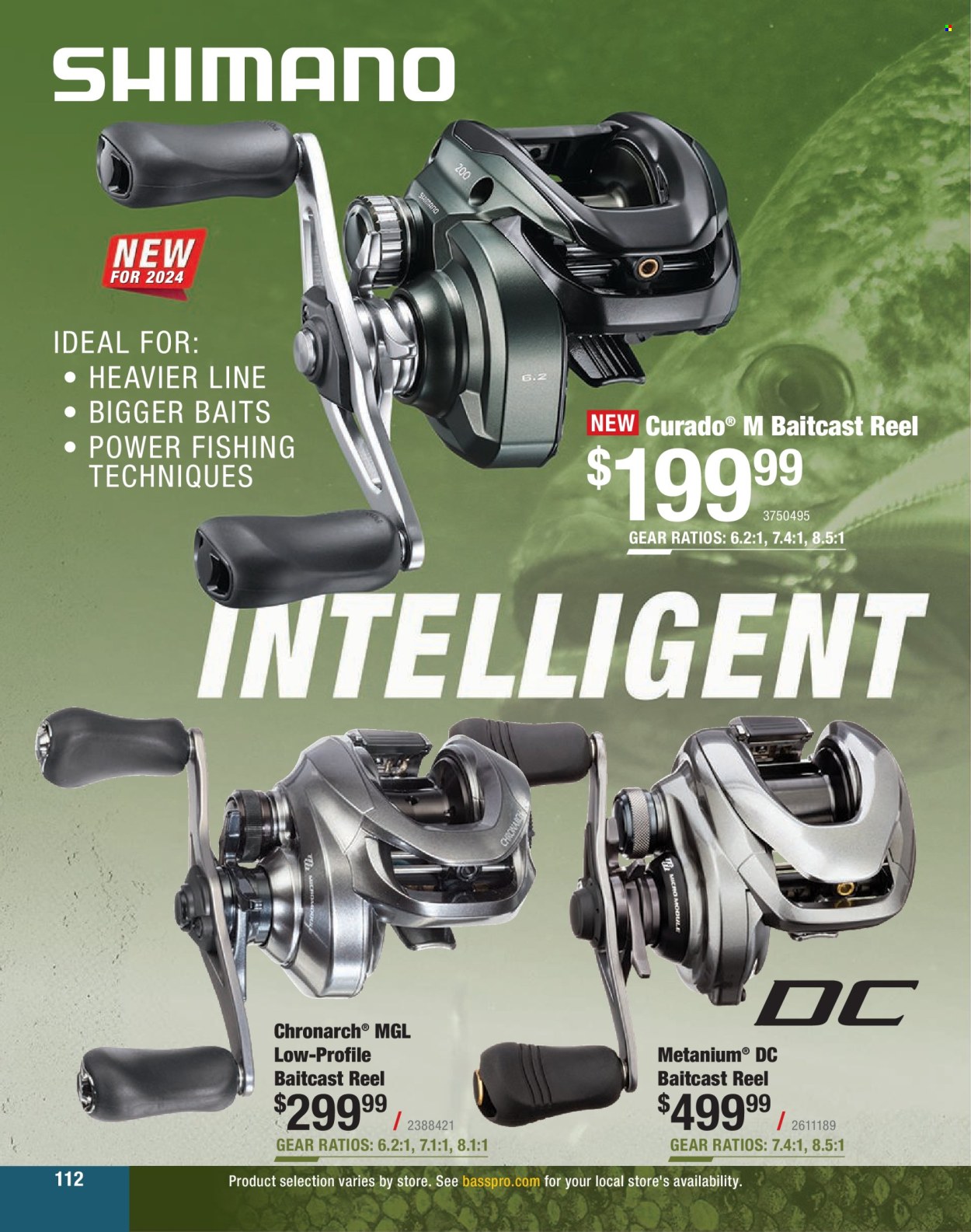 thumbnail - Bass Pro Shops Flyer - Sales products - Shimano, baitcast reel, reel, fishing rod. Page 112.