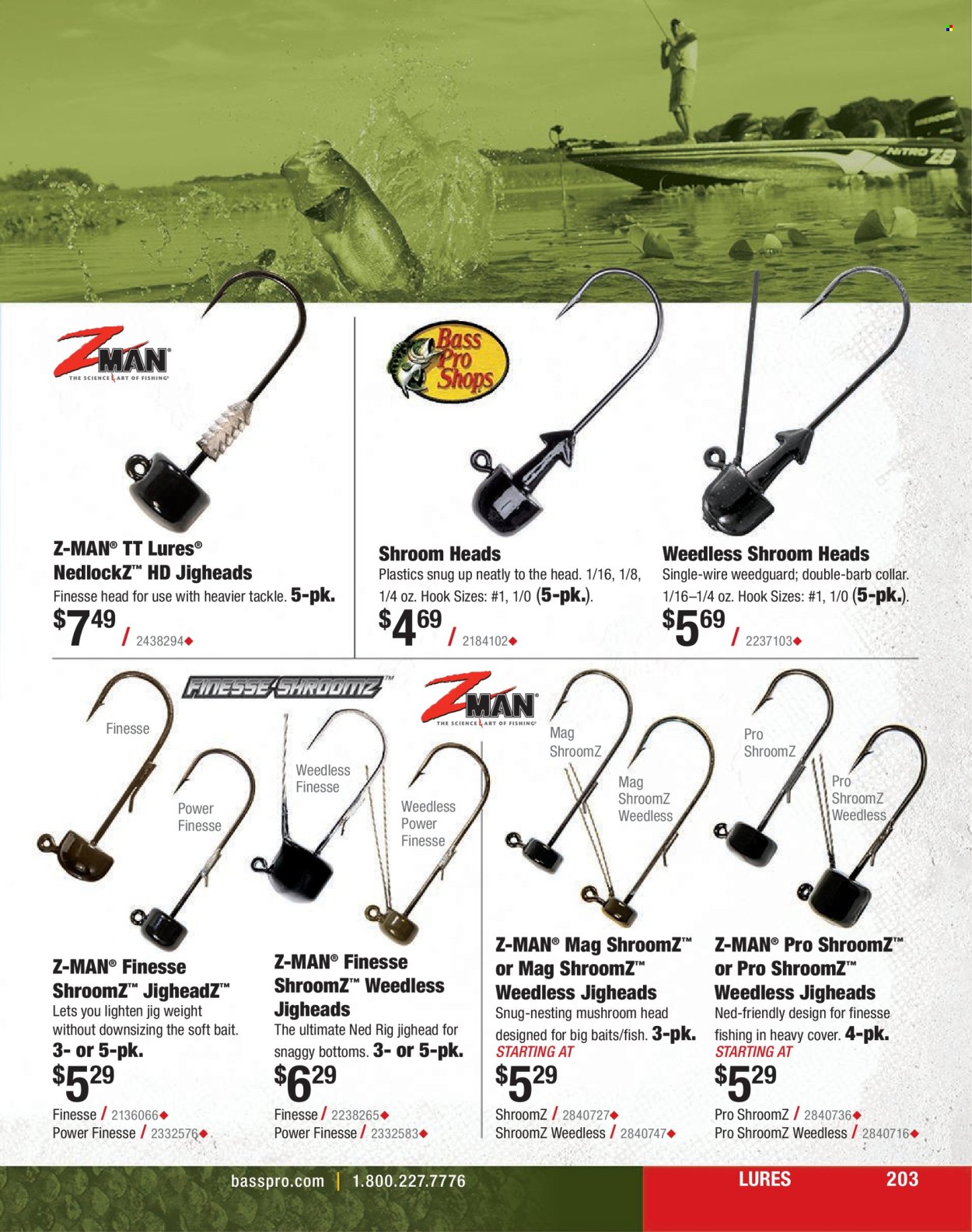 thumbnail - Bass Pro Shops Flyer - Sales products - Snug, jig. Page 203.