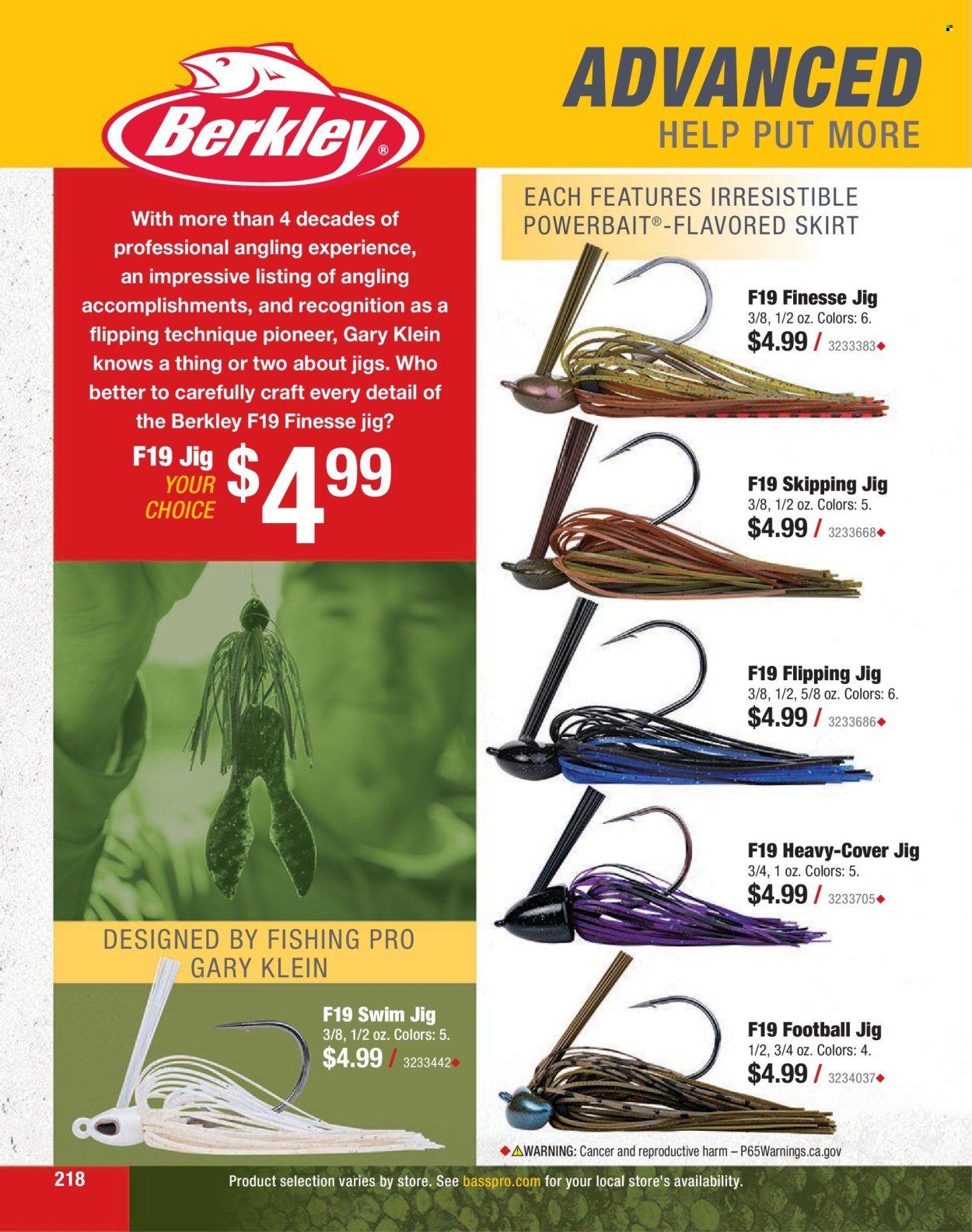thumbnail - Bass Pro Shops Flyer - Sales products - Pioneer, skirt, jig. Page 218.
